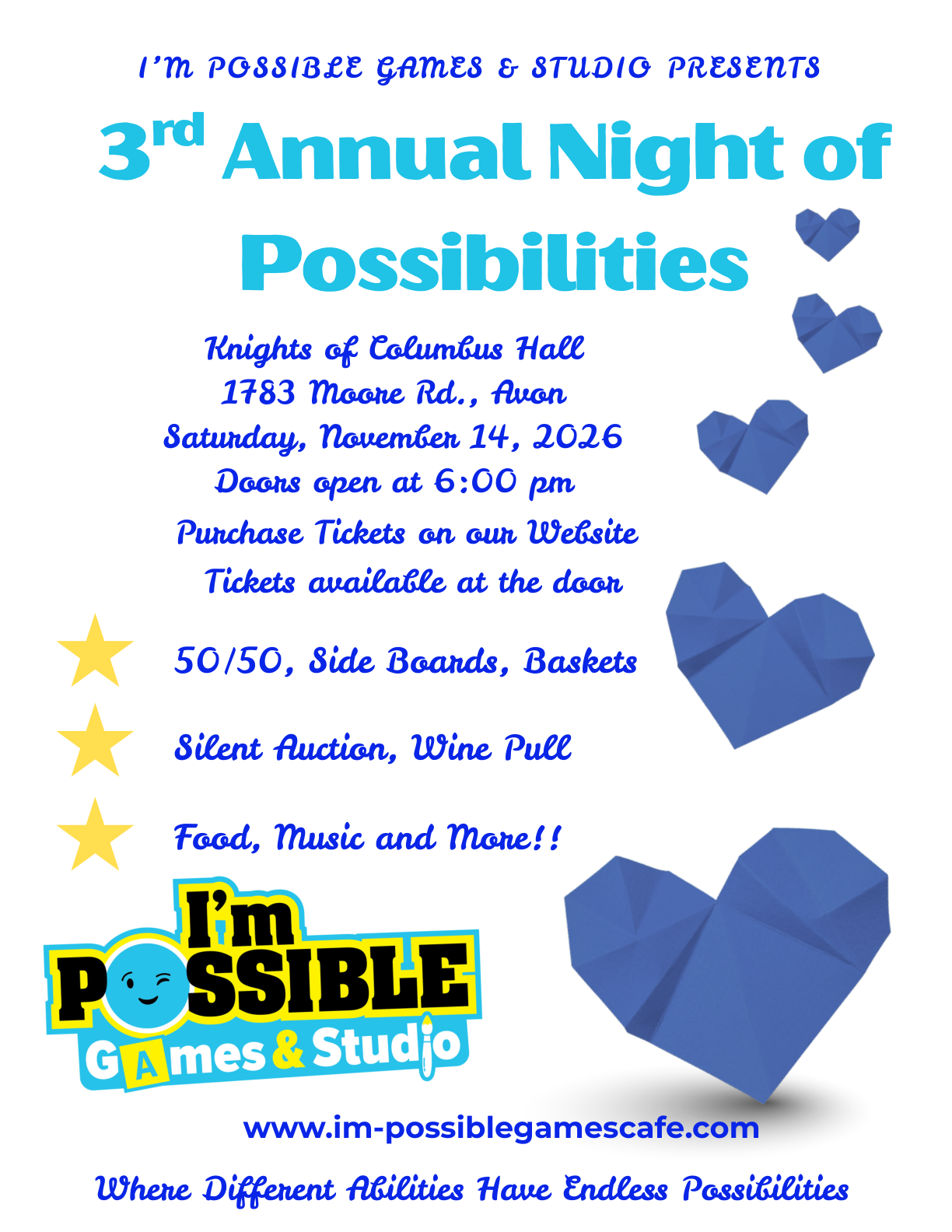 3rd Annual Night of Possibilities event flyer